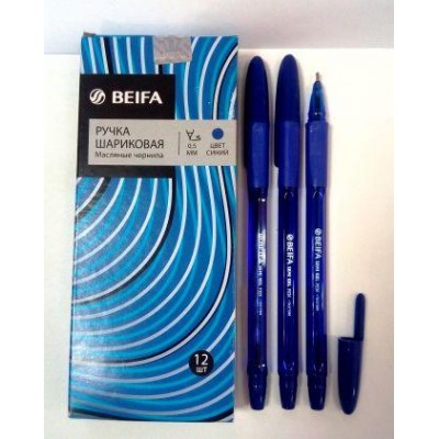 Ручка BEIFA ТА317800-BL маслян.0,5 мм синяя тонирован.синий корп. с манжетой (12шт/уп)